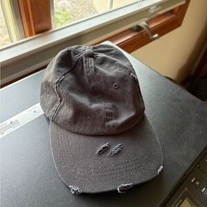 Black Distressed Cotton Baseball Cap - Unbranded